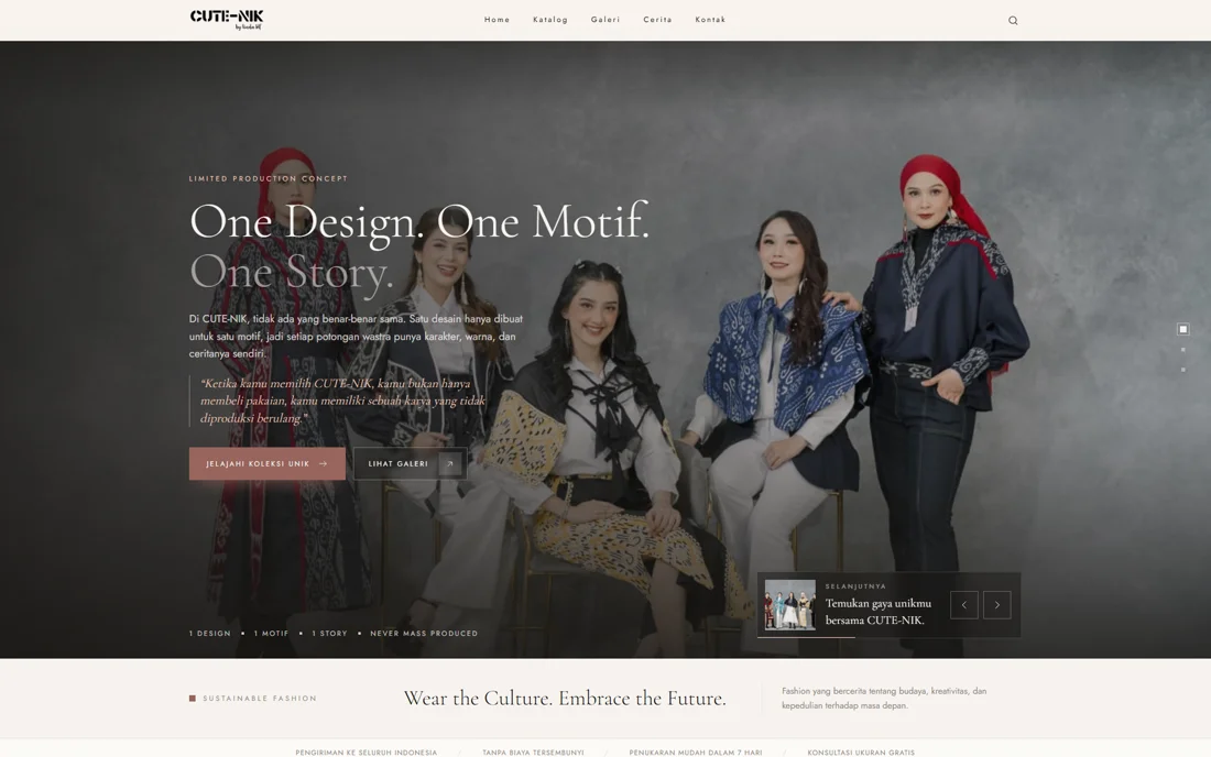 Tampilan website Cute-Nik by Linda